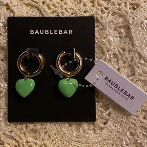 Baublebar green heart dangle hoop earrings